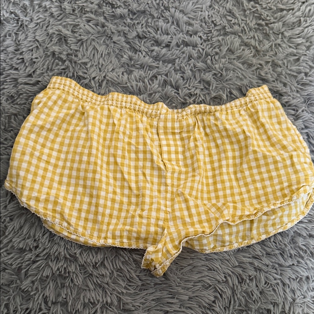 Anthropologie Yellow Gingham Athletic Lounge Shorts
